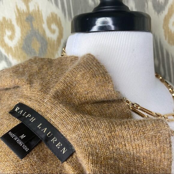 Ralph Lauren Toffee Melange Cashmere Knit Ruffled Wrap-Around L/S Sweater - Picture 3 of 16